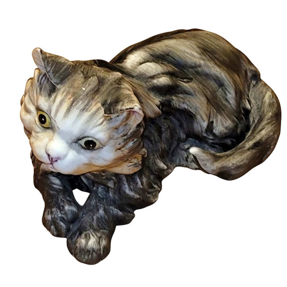 Vintage Porceline Persian Cat Gray Royal Crown Japan Ceramic Kitty Animal